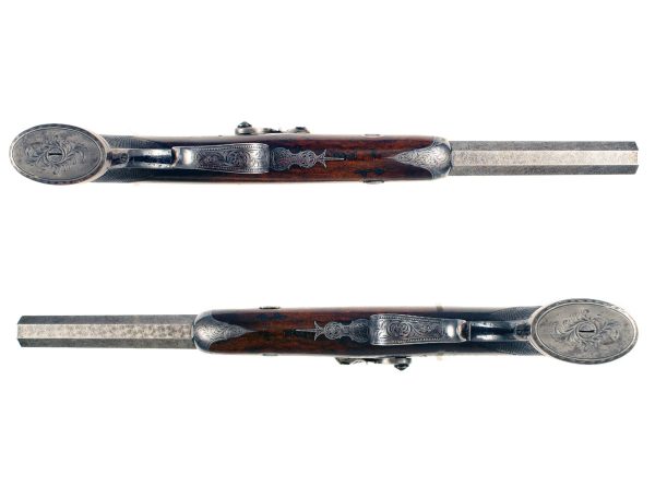 A Good Pair 28 Bore Percussion Duelling Pistol by Wm & Jn Rigby, No. 8721 & 8722 - Image 6