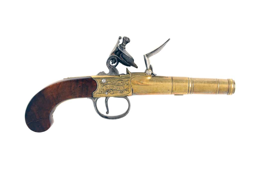 A Crisp Pair of Brass Cannon Barrelled Pistols by Rimes of London. - Image 5