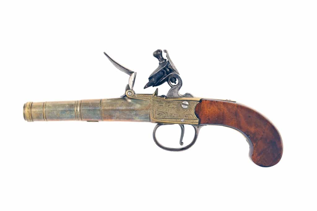 A Crisp Pair of Brass Cannon Barrelled Pistols by Rimes of London. - Image 6