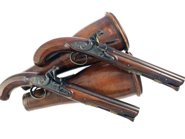 A Superb Pair of Flintlock Officers Pistols by H. Nock.
