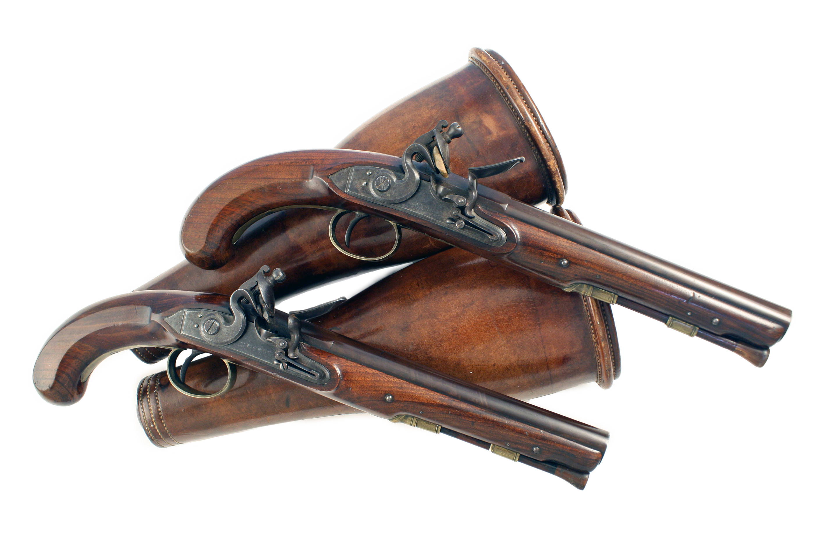 A Superb Pair of Flintlock Officers Pistols by H. Nock.