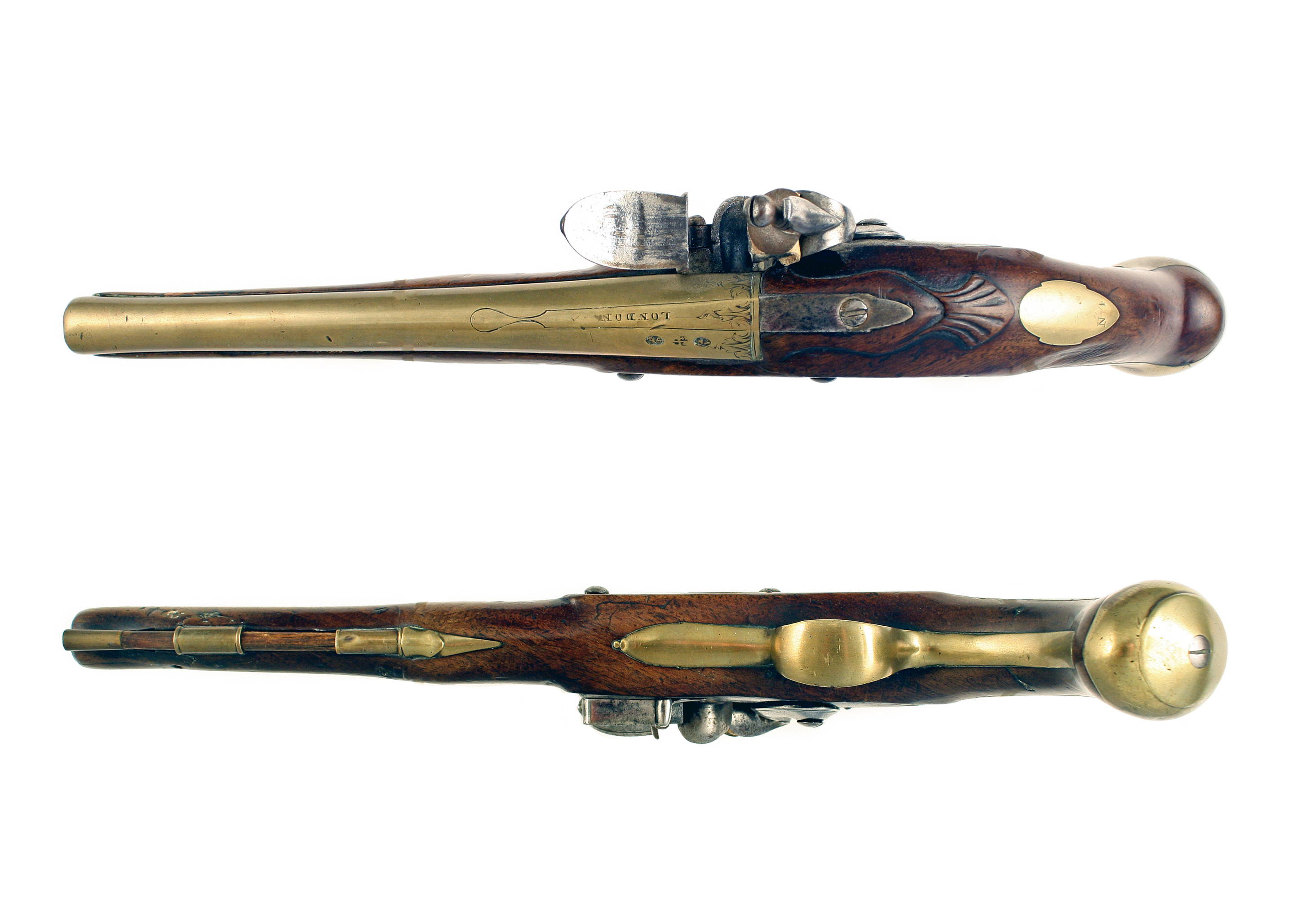A Flintlock Holster Pistol by Hadley of London. - Image 3