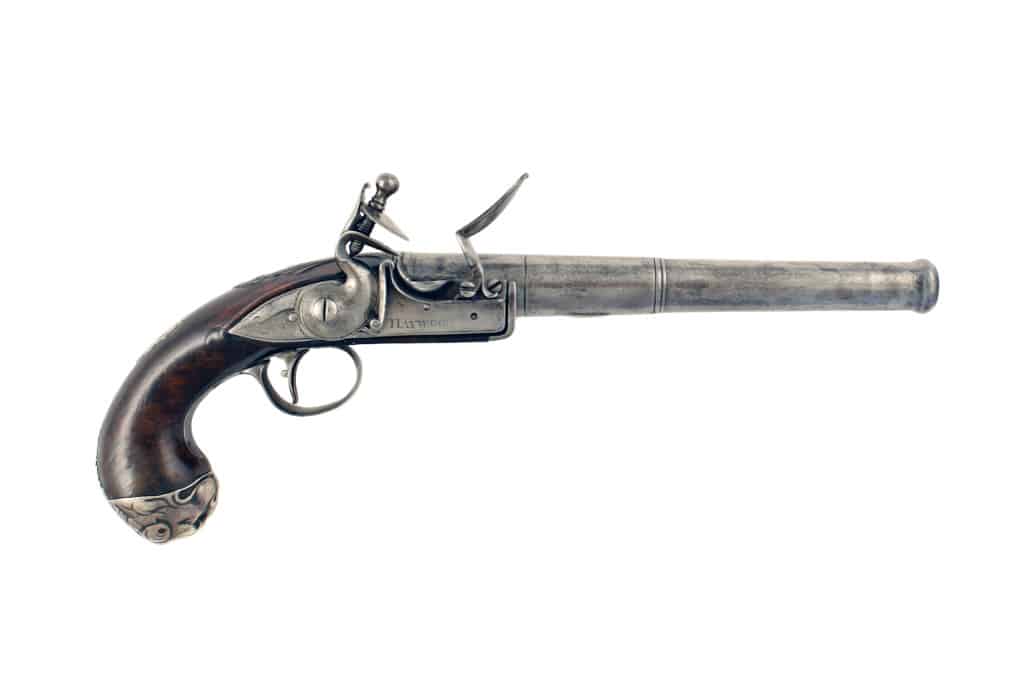 A Pair of Flintlock Queen Anne Pistols by Haywood. - Image 9