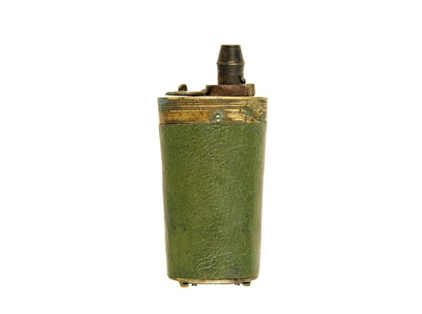A Scarce Green Leather Powder Flask - Image 3