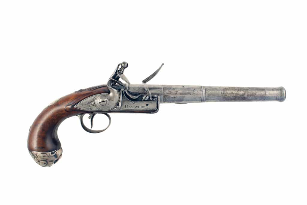 A Pair of Flintlock Queen Anne Pistols by Haywood. - Image 2