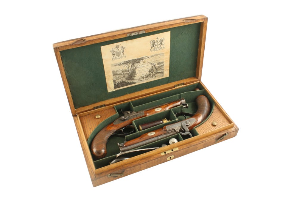 A Fine Cased Pair of Percussion Officers Pistols.