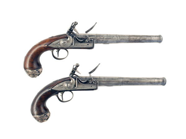 A Pair of Flintlock Queen Anne Pistols by Haywood.
