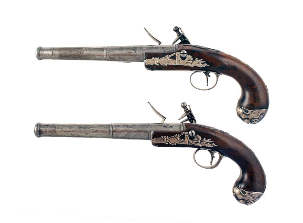 A Pair of Flintlock Queen Anne Pistols by Haywood. - Image 8