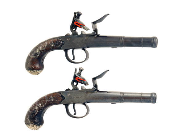 A Superb Pair of Silver Mounted Pistols by Barber, Lincoln.
