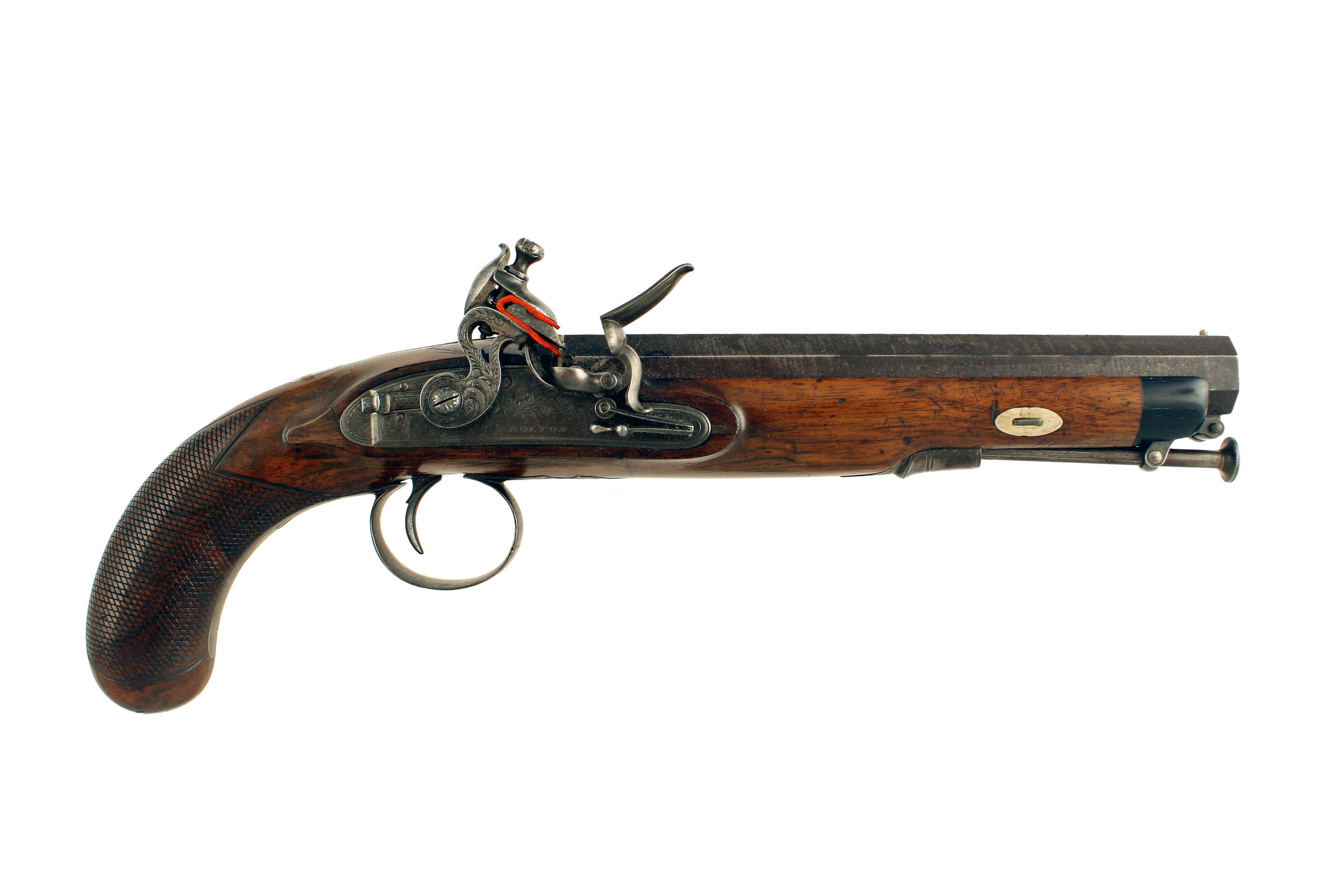 A Good Flintlock Officers Pistol by T. Bolton & Co, London.