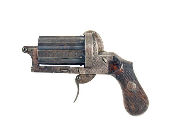An Engraved Pin-Fire Pepperbox Revolver.