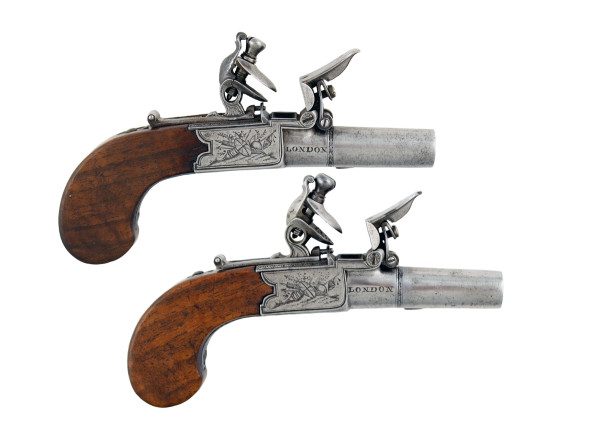 A Pair of Flintlock Pocket Pistols by D.Egg, London.
