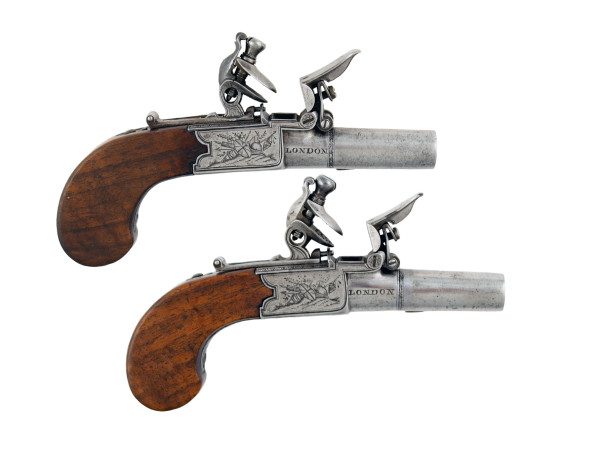A Pair of Flintlock Pocket Pistols by D.Egg, London.