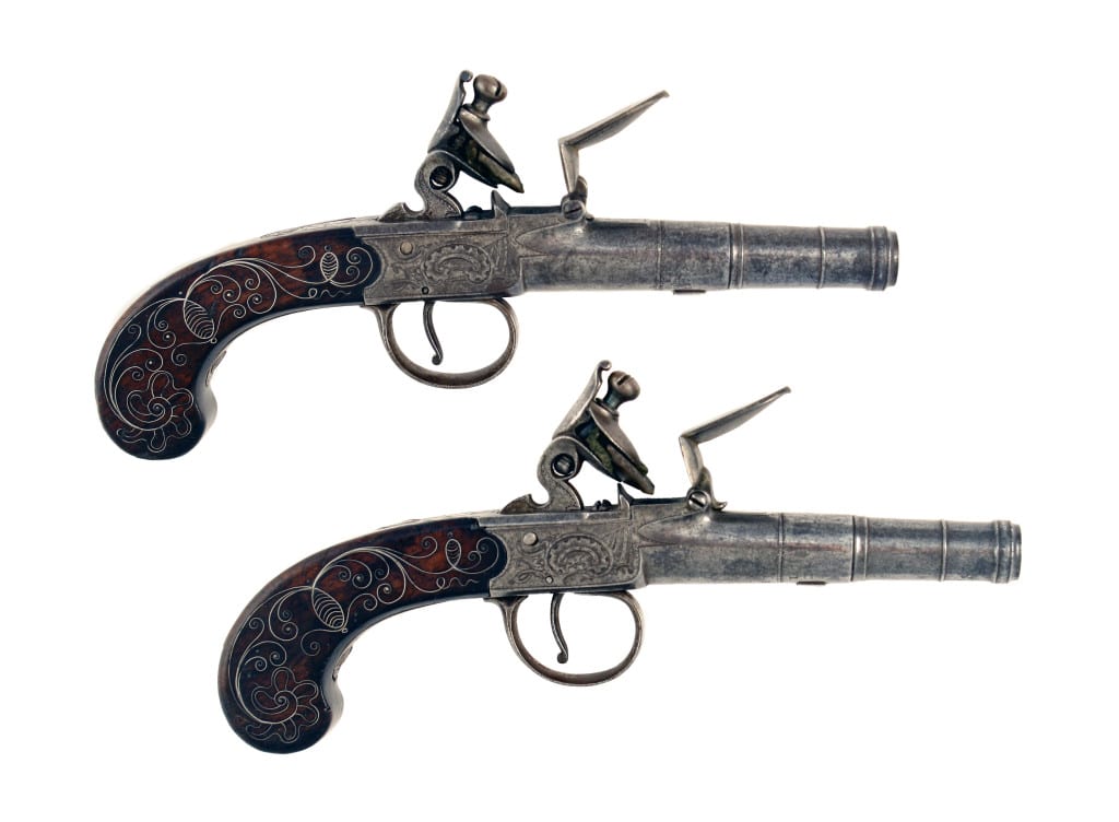A Pair of Cannon Barrel Pistols by Furber, London.