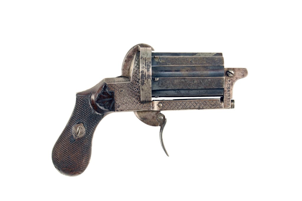 An Engraved Pin-Fire Pepperbox Revolver. - Image 2