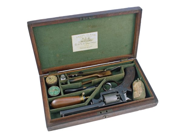 A Cased 54-Bore Deane Adams & Son 5-Shot Percussion Revolver, Serial No. 19329R.