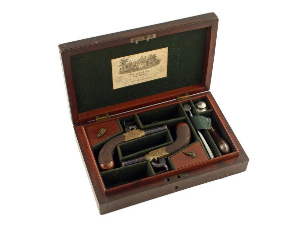 A Cased Pair of Small Percussion Pocket Pistols by Dooley of Liverpool.