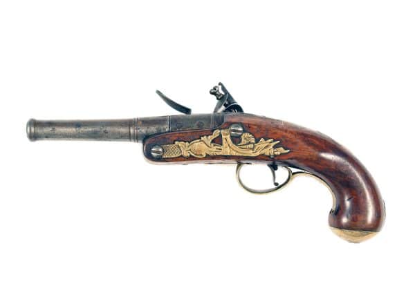A Silver Inlaid Flintlock Pocket Pistol by J. Freeth. - Image 3