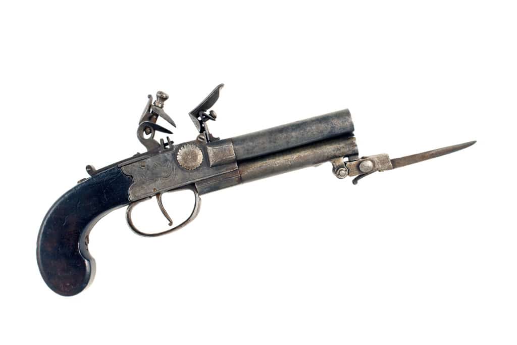 A Rare 80 Bore Three-Barrelled Tap Action Pistol. - Image 2