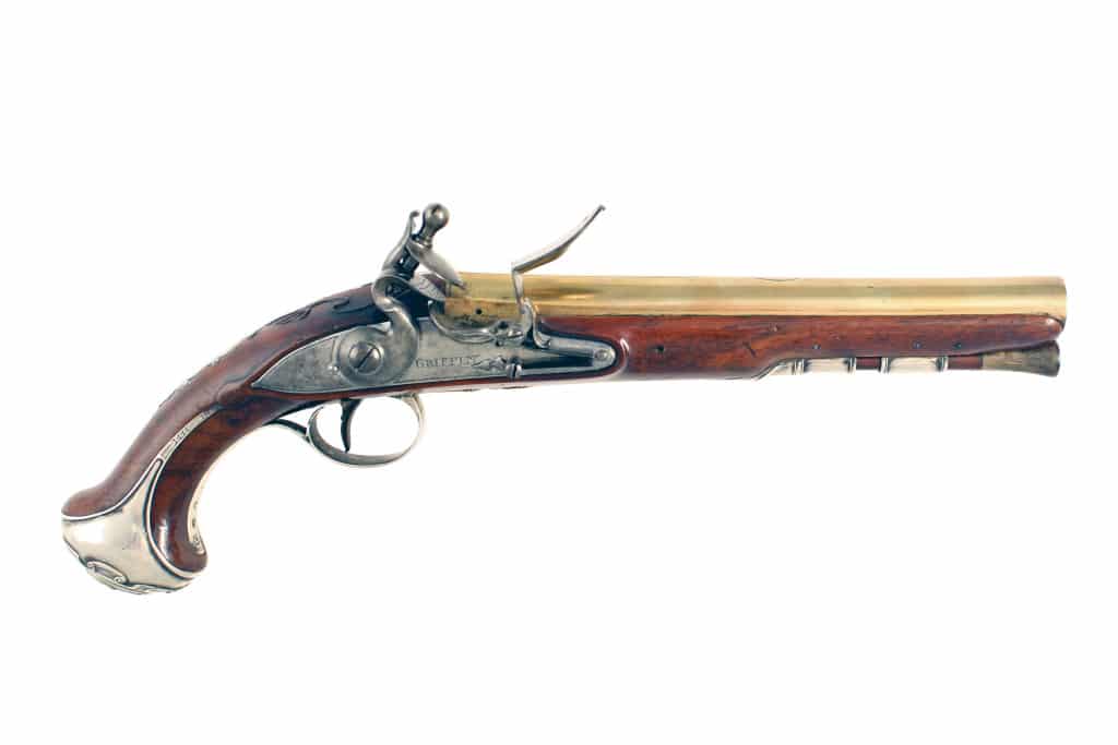 A Superb Pair of Silver Mounted Flintlock Holster Pistols by Griffin. - Image 2