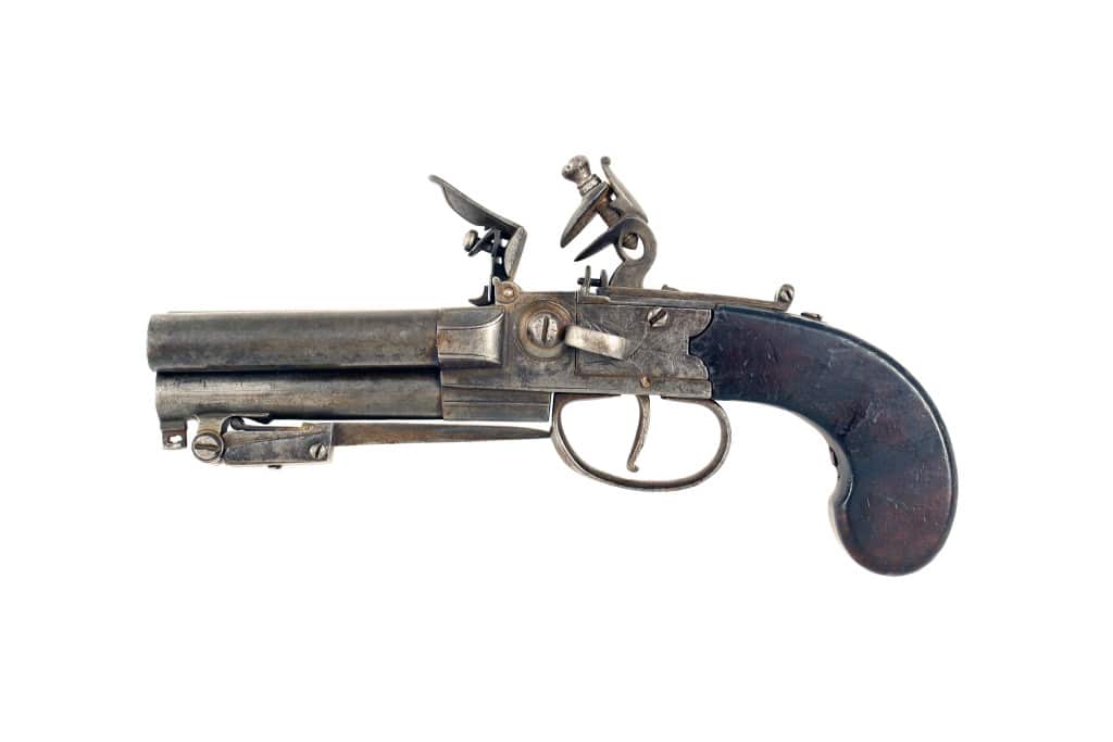 A Rare 80 Bore Three-Barrelled Tap Action Pistol. - Image 3