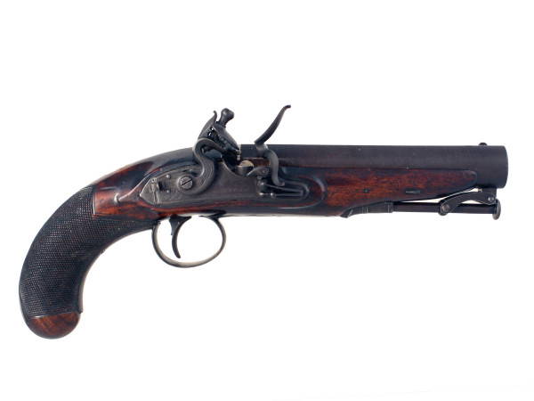 A Sleepy Flintlock Overcoat Pistol by Young.