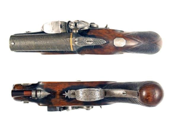 A Cased 40 Bore Flintlock Pocket Pistol by Wilson of London. - Image 5