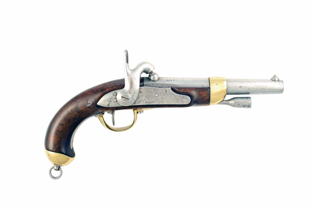 A French 1822 Model Percussion Pistol. No. 1446.