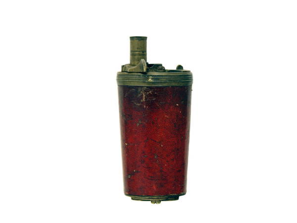 A Red Leather Duelling Pistol Flask