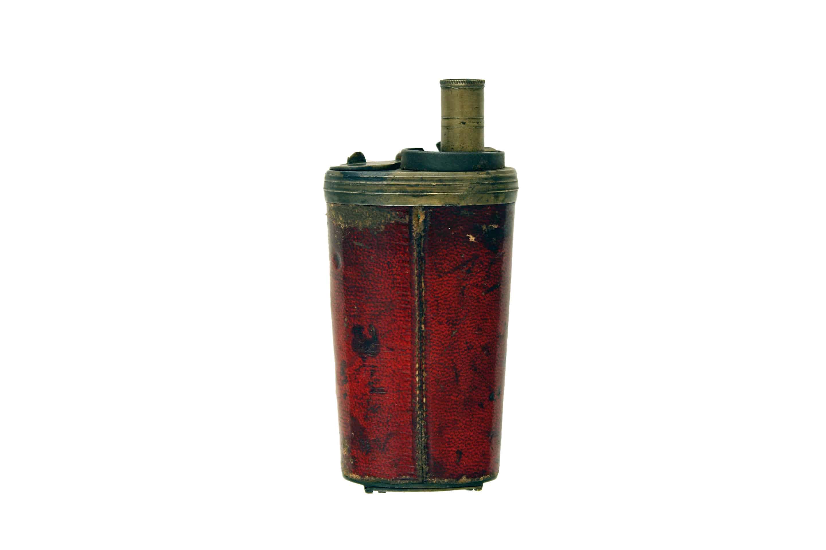A Red Leather Duelling Pistol Flask - Image 2
