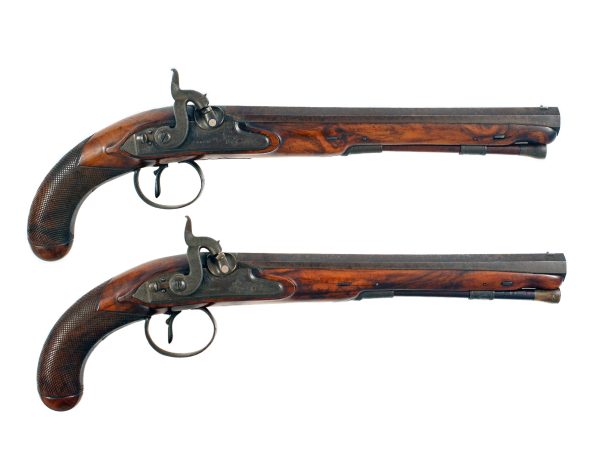 A Pair of Rifled Duelling Pistols by Henry Nock.