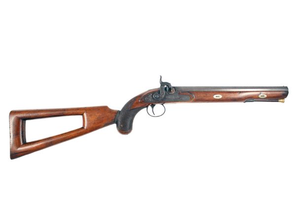 A Scarce Percussion Officers Pistol with Shoulder Stock.