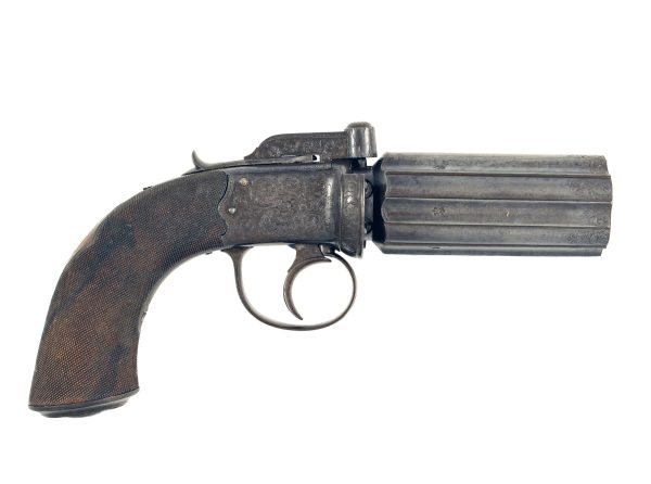 A Good Cased 50 Bore Six-Shot Pepperbox Revolver by Edge of Manchester. - Image 5