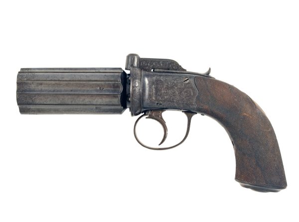 A Good Cased 50 Bore Six-Shot Pepperbox Revolver by Edge of Manchester. - Image 4
