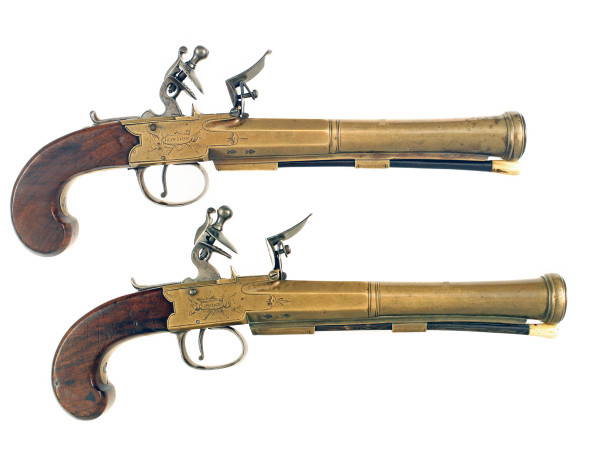 A Pair of Flintlock Blunderbuss Pistols by Bunney of London.