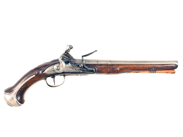 A Silver Mounted Flintlock Holster Pistol by Robert Looker of London, Circa 1720.
