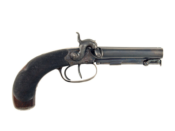 A Crisp Double Barrel Percussion Pistol by Wilkinson & Son, London.