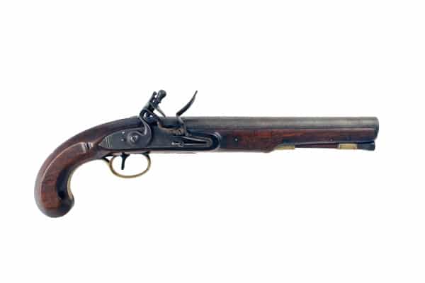 A Flintlock Officers Pistol by Wogdon.