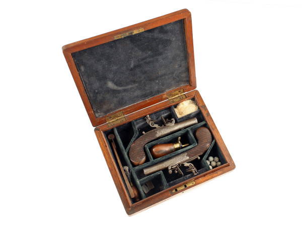 A Cased Small Pair of Round Framed Pistols by Goodwin & Co. London