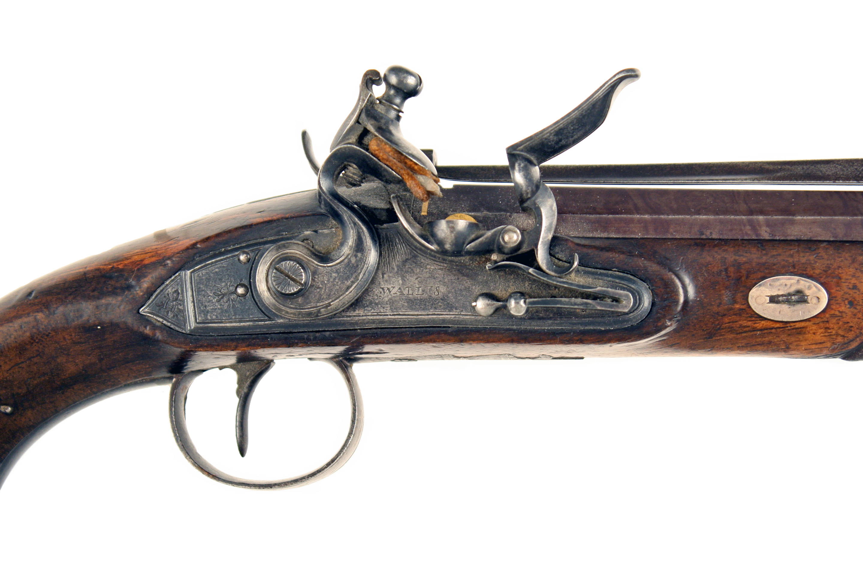 A Scarce Flintlock Officers Pistol with Sprung Bayonet by Wallis of Hull. - Image 5