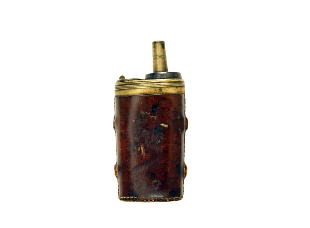 A Leather Covered Two Way Powder Flask - Image 3