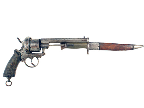 A Scarce 54 Bore Pin-Fire Revolver with Bayonet.