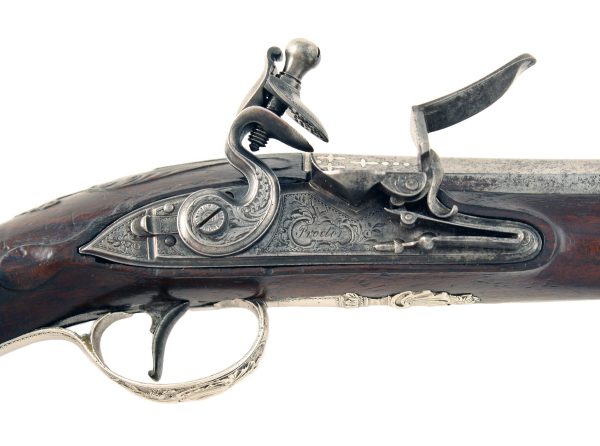 A Silver Mounted Flintlock Holster Pistol by Proctor of London. - Image 2