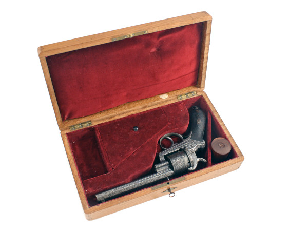 A Cased Pin Fire Revolver