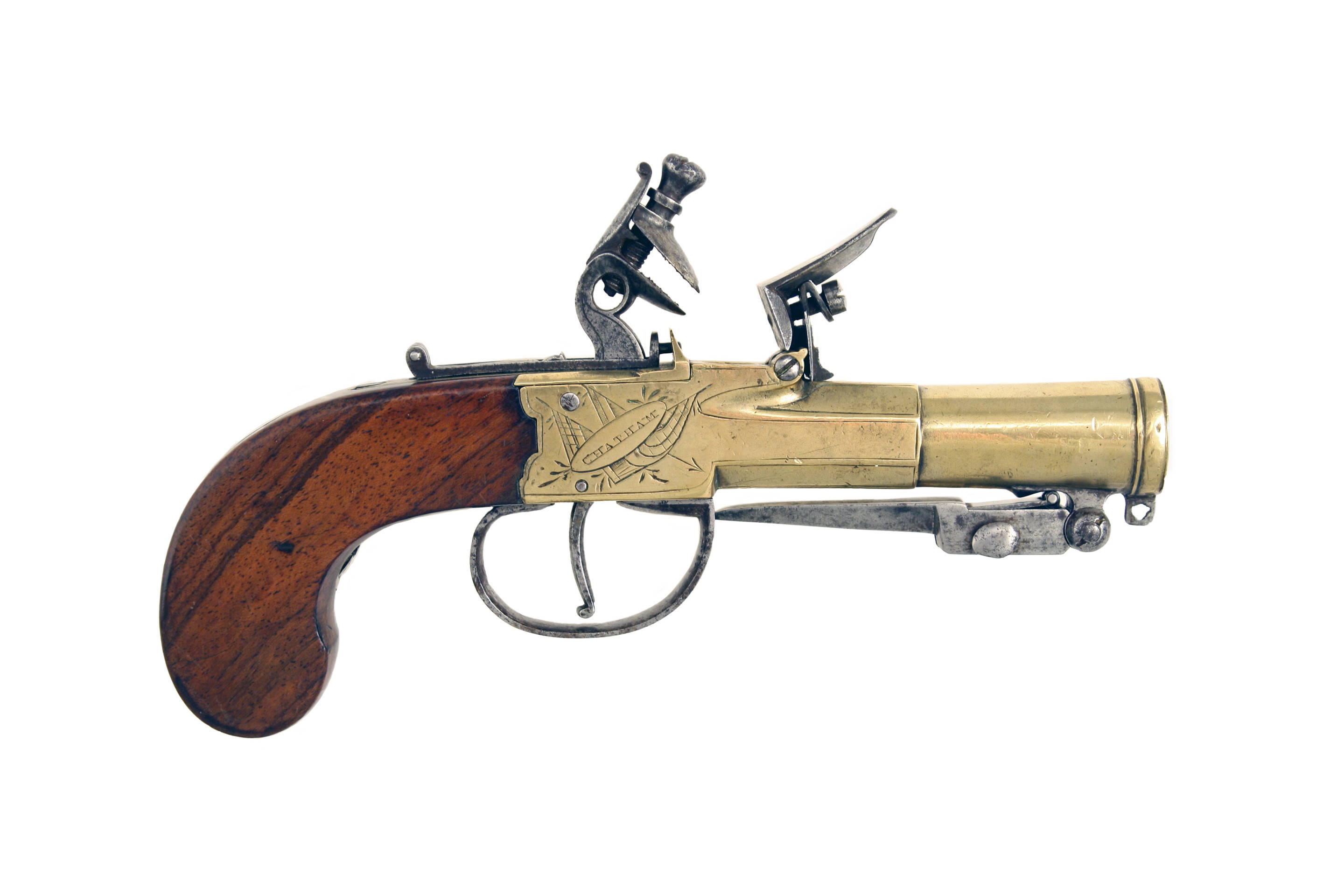 A Flintlock Blunderbuss Pistol by Williams of Chatham.