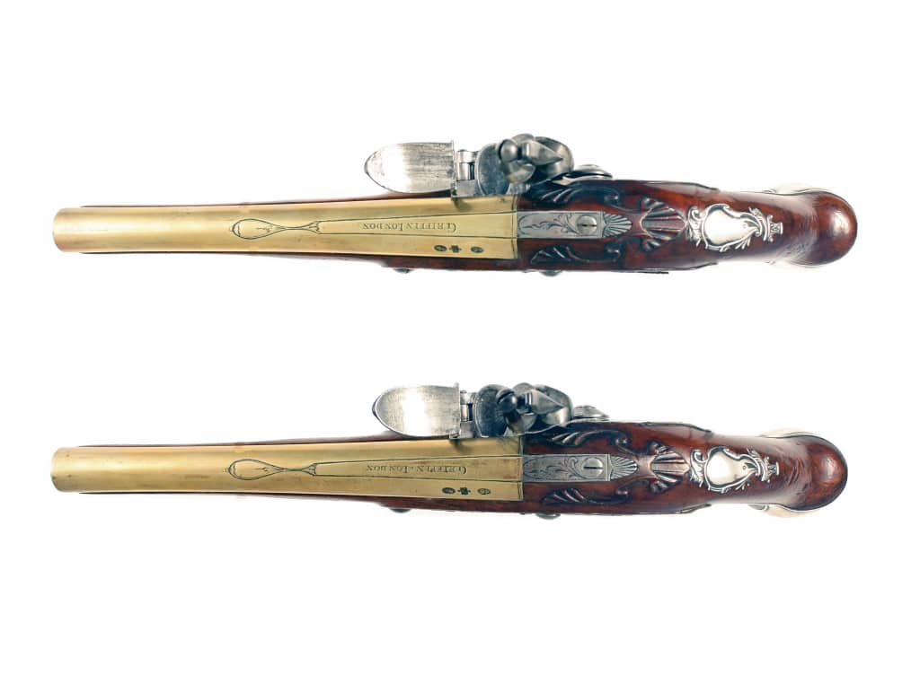 A Superb Pair of Silver Mounted Flintlock Holster Pistols by Griffin. - Image 4