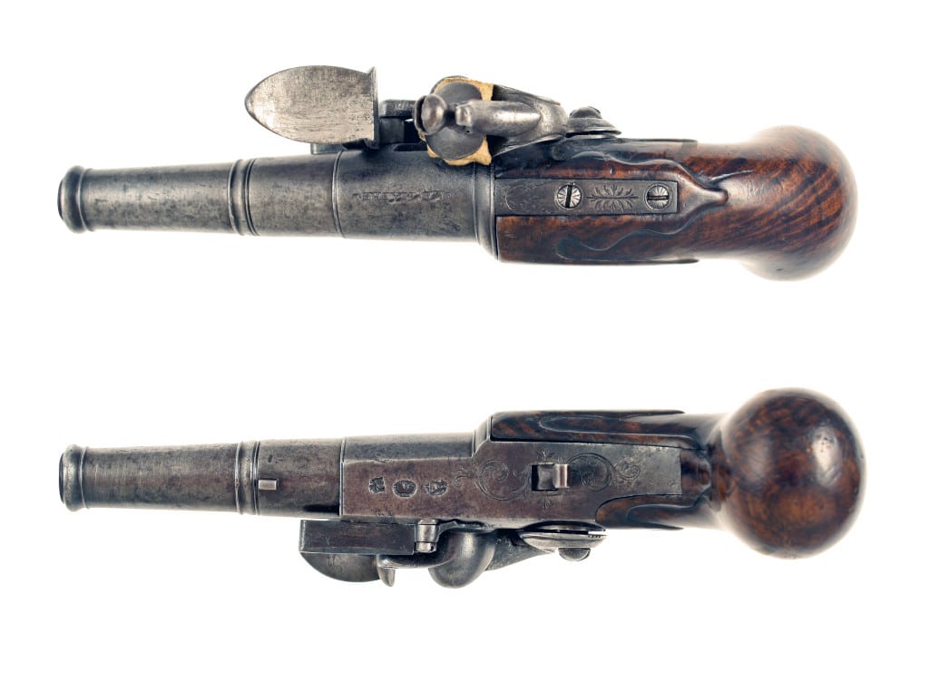 An Early Queen Anne Pistol by Le Maire, London. - Image 3