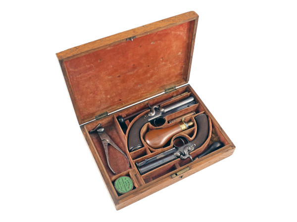A Good Cased Pair of Rifled Percussion Pistols