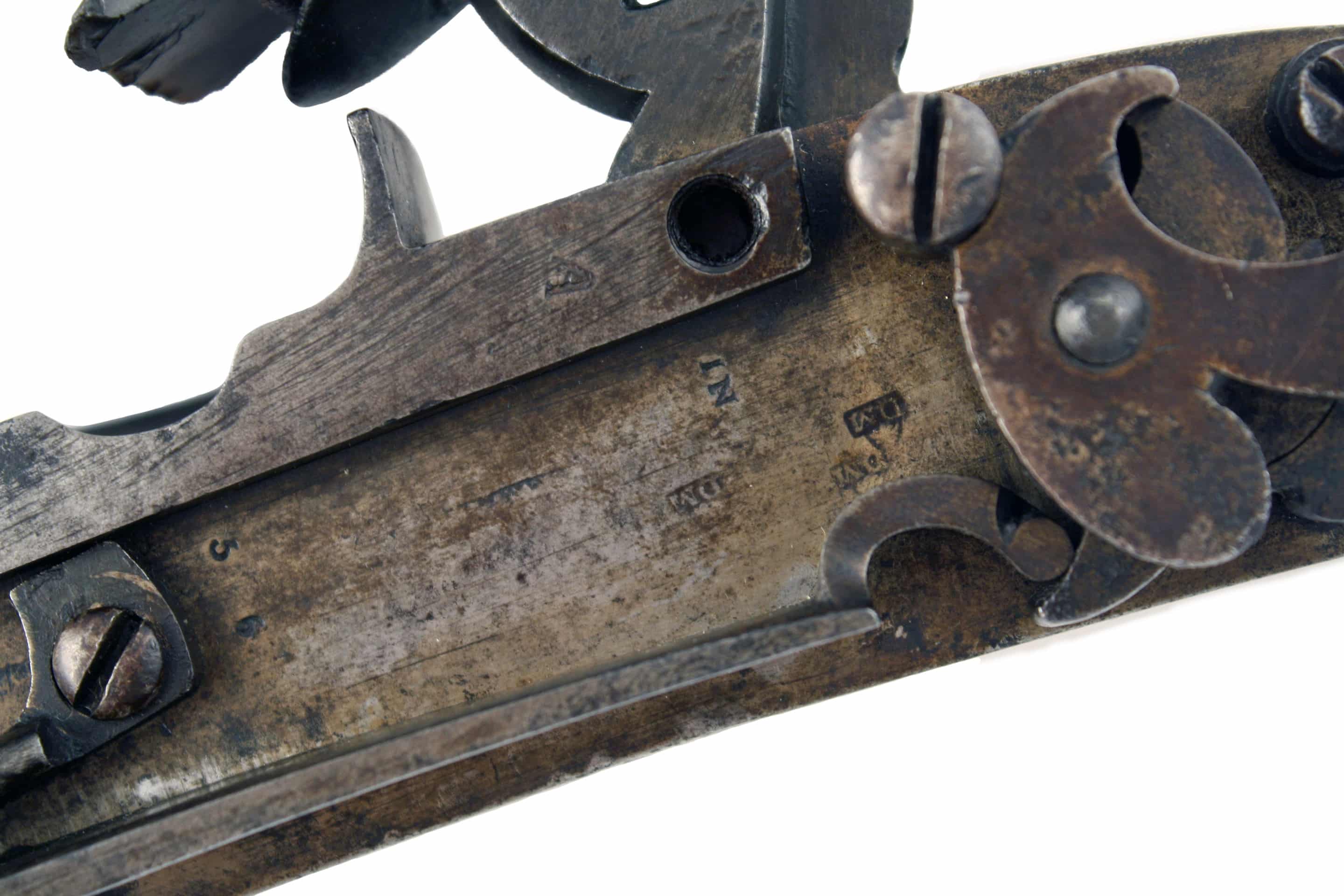 An East India Company Flintlock Mechanism for a Wall-Piece by Moore, Dated 1793. - Image 2
