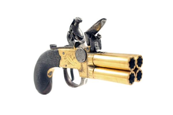 A Scarce 4 Barrelled Pocket Pistol by Mortimer.